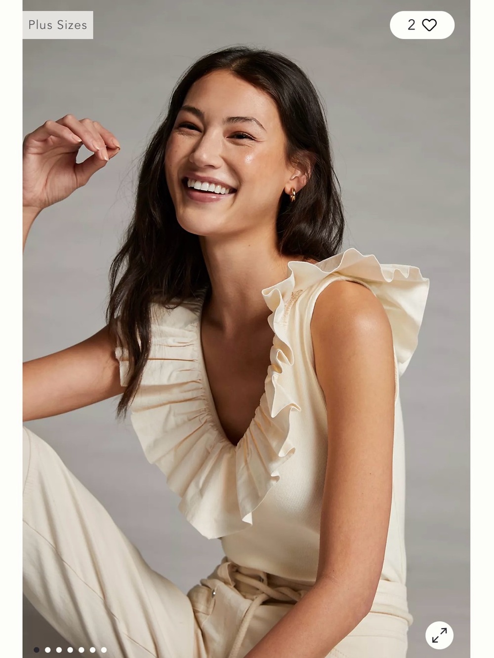 Anthropologie Maeve Ivory Ruffle-Trim Tank - Picture 4 of 4